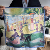 Battisti Pocket Square / Bandana Seurat Sunday Afternoon Fine Art Painting Pure Silk