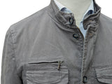 Sartorini Field Jacket M Taupe Grey Button/Zip Front Cotton