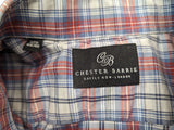 Chester Barrie Shirt XL/17.5 Red/Blue Plaid Spread Collar Cotton