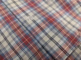Chester Barrie Shirt XL/17.5 Red/Blue Plaid Spread Collar Cotton