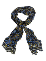 Battisti Scarf Navy Blue Cobalt/Brown Paisleys Modal/Cashmere whisper
