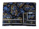 Battisti Scarf Navy Blue Cobalt/Brown Paisleys Modal/Cashmere whisper