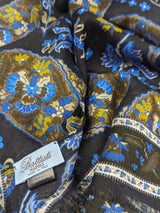 Battisti Scarf Navy Blue Cobalt/Brown Paisleys Modal/Cashmere whisper