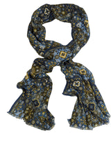 Battisti Scarf Navy/Grey/Brown Vintage Print Modal/Cashmere whisper