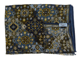 Battisti Scarf Navy/Grey/Brown Vintage Print Modal/Cashmere whisper