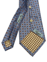 Battisti Tie Light Blue Small Brown/Navy Florets 2-button & pocket Pure silk