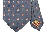 Battisti Tie Pale Blue Pink Florets 2-button & pocket Pure silk