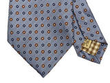 Battisti Tie Light Blue Small Brown/Navy Florets 2-button & pocket Pure silk