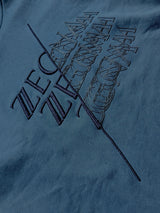 Zegna S/M Dark Teal Blue Logo Embroidered Hooded Sweatshirt