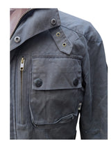 Hackett Field Rally Jacket M Blue-Grey Waxed England