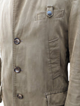 Fay Driving Coat M Tan 3-Button Heavy Cotton Twill