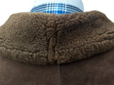 Vintage Barretts Leather Lambsuede Shearling Coat S/38 Brown