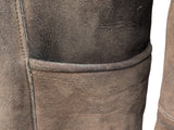 Vintage Barretts Leather Lambsuede Shearling Coat S/38 Brown