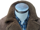 Vintage Barretts Leather Lambsuede Shearling Coat S/38 Brown