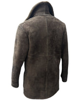 Vintage Barretts Leather Lambsuede Shearling Coat S/38 Brown