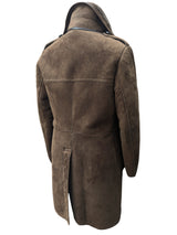 Vintage Baily's Leather Lambsuede Shearling Coat XS/S Brown