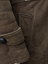 Vintage Baily's Leather Lambsuede Shearling Coat XS/S Brown