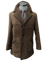 Vintage Murray Leather Lambsuede Shearling Coat S/38 Brown