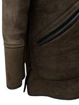 Vintage Murray Leather Lambsuede Shearling Coat S/38 Brown