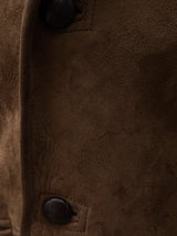 Vintage Barretts Leather Lambsuede Shearling Coat L/XL Brown