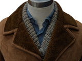 Vintage Barretts Leather Lambsuede Shearling Coat L/XL Brown