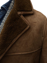 Vintage Barretts Leather Lambsuede Shearling Coat L/XL Brown