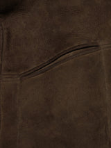 Vintage Barretts Leather Lambsuede Shearling Coat L/XL Brown