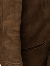 Vintage Barretts Leather Lambsuede Shearling Coat L/XL Brown