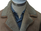 Vintage Richard Draper Leather Lambsuede Shearling Coat L/XL Tan/Sand