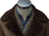 Vintage Richard Draper Leather Lambsuede Shearling Coat L/XL Brown