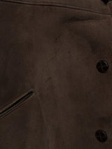 Vintage Richard Draper Leather Lambsuede Shearling Coat L/XL Brown