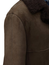 Vintage Richard Draper Leather Lambsuede Shearling Coat L/XL Brown