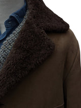 Vintage Richard Draper Leather Lambsuede Shearling Coat L/XL Brown