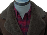 Vintage Morlands Leather Lambsuede Shearling Coat L/42 Brown