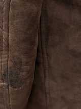 Vintage French Lambsuede Shearling Coat L Brown 3-button