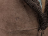 Vintage French Lambsuede Shearling Coat L Brown 3-button