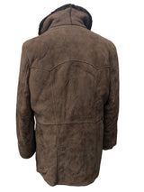 Vintage French Lambsuede Shearling Coat L Brown 3-button