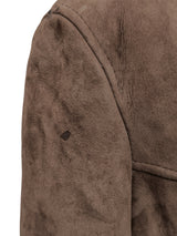 Vintage French Lambsuede Shearling Coat L Brown 3-button