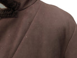 Vintage Selfridges Leather Lambsuede Shearling DB Coat XL/44 Brown