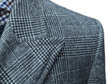 Abraham Moon Coat L/42 Prince of Wales Plaid DB Pure Wool