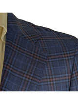 Benjamin Reda Sport Coat Navy Blue Red Plaid 2-button Soft Shoulder Wool