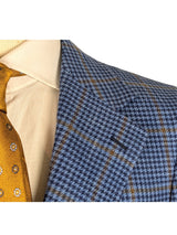 Benjamin Zegna Sport Coat Blue Check Soft Shoulder Wool/Silk/Linen
