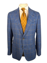 Benjamin Zegna Sport Coat Blue Check Soft Shoulder Wool/Silk/Linen