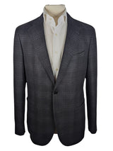 Benjamin di Pray Sport Coat Black Charcoal Plaid Soft Shoulder Wool/Cashmere