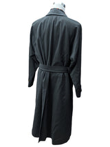 Vintage Austin Reed Belted Balmacaan Raglan Coat L/42 Olive-Grey Twill Pure Wool