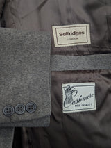 Selfridges London Coat M/L 40L Stone Grey Pure Cashmere