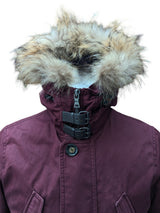 Hackett Arctic Parka XS/S Burgundy Fur Trimmed Cotton