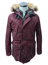 Hackett Arctic Parka XS/S Burgundy Fur Trimmed Cotton