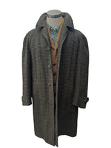 Vintage Austin Reed Balmacaan Raglan Coat 42/44 Olive/Charcoal Check Wool Tweed