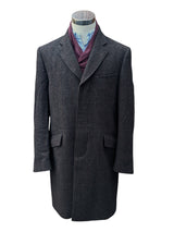 Abraham Moon Coat L/42 Brown Windowpane Wool Tweed